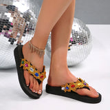 Luxury Colorful Rhinestone Flip Flops Women Fashion Weightlight Flat Slippers Woman Outdoor Non Slip Clip Toe Slides Female