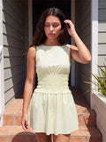 2026 Summer Women's Sleeveless Short Dress Stripe Print Boat Neck Waist-Cinching Slim Fit Dress Holiday Daily Casual Streetwear