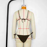 Women's Stylish Solid Color Three-Point Drawstring Bikini Set Cross-Border Swimwear Separate 2025 Sexy Female Bathing Suit