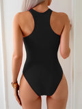 2026 Sporty Slim Swimsuit Women One Piece Zipper Sleeveless Swimwear Female Sexy Bather Bathing Swimming Swim Suit Beachwear XXL