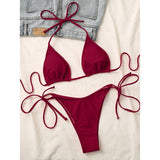 7 Colors Brazilian Halter Bikini Female Swimsuit Women Swimwear Two-Pieces Bikini Set Padded Bather Bathing Suit Swim V3536A