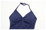 2pcs Seamless Lycra Sports Yoga Sets Women's Hanging Neck Tank Top High Elasticity Hip Lifting Shorts Workout Outfits Tracksuit