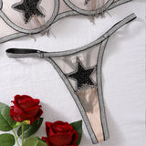 Sexy mesh see-through shapewear sexy split underwear set