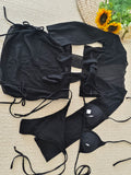 4 Pieces Halter String Bikinis 2026 Tops & Skirt Solid Swimwear Female Sexy Swimsuit Women Bathers Bathing Swimming Swim Suit