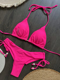New Solid Color Bikini Set 2026 Women's Swimsuit Hanging Neck Rope Split Swimsuit 2-piece Set Summer Beachwear