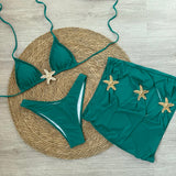 Sexy starfish 3 Pieces Bikinis 2025 Swimsuit For Women Black Swimwear Brazilian Bikini Set Biquini Female Swimuits Beachwear