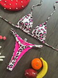 New Women's Bikini Split Print Swimwear Fashion G-string Beach Holiday