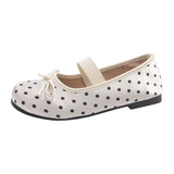 Polka Dot Women Ballet Flats Comfortable Round Toe Elastic Band Shoes Street Style Soft Sole Ladies Eelgant Wedding Dress Shoes