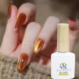1pc 10ml Holographic Glitter Mirror Porcelain White Cat Eye Gel Polish Magnetic Galactic Effect Gel Nail Polish Soak Off UV LED