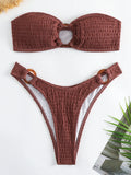 Ring Link Bandeau Bikini 2026 Women Brazilian Swimwear Female Sexy Swimsuit Solid Beachwear Bathers Bathing Swimming Swim Suit