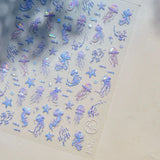 5D Deep Sea Fish Nail Art Stickers Shimmery Bubble Colorful Marine Life Nail Decals Summer Ocean Self Adhesive Manicure Decal