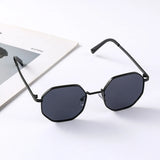 Fashion Kids Square Sunglasses for Boys Girls Retro Octagon Metal Sun Glasses Vintage Black Polygon Shades UV400 Protection