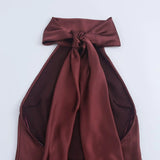 Elegant Solid Color Satin Halter Lace Up Long Dress Sexy Off Shoulder Backless Sleeveless Bodycon Dresses New Lady Party Robe