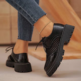Pu Leather Platform Oxford Shoes Women 2026 Plus Size 42 Lace-Up Single Shoes Woman Comfort Non Slip Thick Sole Student Shoes