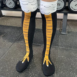 1/2 Pairs Women Knee High Socks Trendy Cartoon Funny Chicken Claw Socks Fitness Sports Casual Slim Leg Long Tube Socks Women