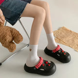Women Fashion Clogs Indoor Street Slippers Cute DIY Apple Summer Autumn Platform Shoes Soft EVA Female Daily Walking Sandals