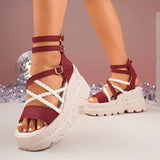 Cross Band Chunky Platform Sandals Women 2025 Summer Thick Sole Wedges Rome Sandles Woman Super High Heel Gladiator Sandalias 43