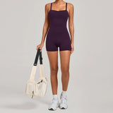 Womens Two Way Wear Bodysuit Sleeveless Yoga Stretch One Piece Romper Sexy Fitness Side Pockets Sportwears Bodysuit