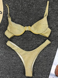 Glitter Sparkling Underwired V-Bar Bikini Women Swimsuit Female Swimwear Two-pieces Bikini Set Micro Thong Bathing Suit Swim