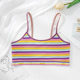 Women Non-wire Bras Female Cotton Bra Tops Striped Crop Top Small Breast Breathable Push Up Bra Comfort Girl Underwear