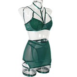 Toucheart Trendy Lingerie 4 Pieces Set Exotic Sexy Bra Eroctic Garter Underwear Set Women's Mesh See-through Luxury Underwear