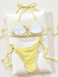 2026 Wrinkled Crinkled Halter Bikini Women Swimwear Female Swimsuit Strappy Bather Bathing Suit Swim Two-pieces Bikini set K8057