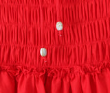 Cotton Summer Red Short Dress Women Strapless Beach Mini Dress Casual Ruffles Spaghetti Strap Boho Party Sleeveless Dress