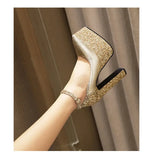 Spring and Autumn New Pattern Fashion European Style Super-high Heel Women's Shoes Banquet Sequin Sexy High-heeled Women Shoes