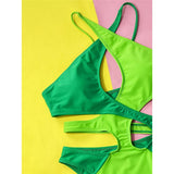 Sexy Splicing Cross Back Cut Out Women Swimwear One Piece Swimsuit Female Monokini High Leg Cut Bather Bathing Suit Swim V4919
