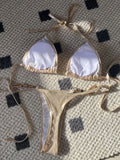 PU Leather Pearls Bikini Mini Micro Thong Bikinis Women Swimwear Female Swimsuit Two-piece Bikini Set Halter Bathing Suit Swim