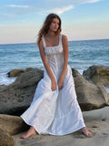 Bowknot White Summer Women's Dress Elegant Tank Beach Long Sundress Vestidos Sleeveless Holiday Chic Black Slim Maxi Dress 2025