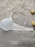 Ladies' New Sexy Thin Version With Steel Rim 3/4 Cup Knitted White Lifting And Gathering Two-Piece Set MR2562
