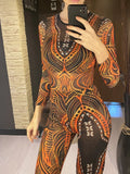 S - XXL 3PCS New Printed Long Sleeve With Pants Sarong Women Swimwear One Piece Swimsuit Female Bather Bathing Suit Swim V7180
