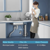 ALTHY U200PRO Kitchen Under Sink Drinking Water Filter Purifier 5 in 1, Stainless Steel Filtration System With Faucet