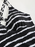 2026 Strappy Tankini Set Two Pieces Swimsuit Women Striped Swimwear Female Bathers Bathing Swimming Swim Suit Beachwear XXL