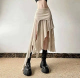 Sexy Irregular Y2K Skirts Women Vintage American High Waist Slim Slit Long Skirt Casual Lady Streetwear Retro Summer Skirts XGM8