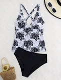 2026 Printed Leaves Tankini Two Pieces Swimwear Female Padded Swimsuit Women Bathers Bathing Swimming Swim Suit Beachwear