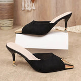 New Women's Slippers High Heel Closed Pointed Toe Shoes Sexy Ladies Heeled Sandals for Women