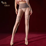 Polka Dot Fake Two-Piece Lace Long Pantyhose Aurora Glossy Open Crotch Two-Tone Spliced Sexy Pantyhose Solid Color Elegant 8WS3