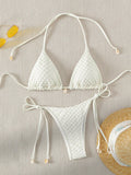 DEKA Tie Side Thong Swimwear New Sexy Bikini Set White Shell Designer Swimsuit Halter Push Up Micro Bikinis Summer Bathing