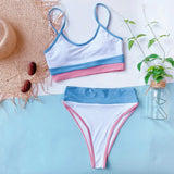 New Sexy Bikini Women Swimwear Swimsuit Push Up Tricolor Patchwork High Waist Bikinis Set Bathing Suit Beach Bikini Taille Haute