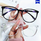 2/3PCS Blue Light Blocking Glasses - Fashion Oversized Frame Glasses Round  Eyeglasses,  Computer Gaming Glasses for Women/Men