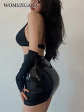 2023 Autumn Sweet Winter Black Sexy Tight High Waist Leather Mini Skirt Reflective PU Hot Sexy Korean Women Sweet 9SVK