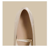 Balletcore Style Satin Lace-Up Flats for Women Black Ballerina Bow Detail Square Toe Ankle Wrap Ribbon Ballet Coquette Shoes