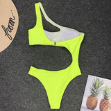 2026 Asymmetric One Shoulder Women Swimwear One Piece Swimsuit Female Monokini Bather High Cut Out Bathing Suit Swim Bodysuit