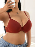 Daily Women's Push up Bra Basic Solid Plus Size Comfort Shoulder Straps Minimizer Side Support Underwire Bra