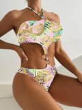 2026 Halter Monokini Swimsuit One Piece Sexy Ring Link Swimwear Women Bathing Swimming Swim Suit Padded Beachwear Summer XXL