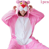 Pink Leopard Kigurumi Unicorn Pajamas Sets Flannel Animal Pyjamas Ladies Winter Nightie Sleepwear Homewear Cosplay Slipper