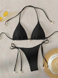 DEKA Tie Side Thong Swimwear New Sexy Bikini Set White Shell Designer Swimsuit Halter Push Up Micro Bikinis Summer Bathing