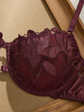 Brownish RedBra Set Double Layer Design No Skin Irritation Comfortable Underwear Women's Fashion Color Block Bralette